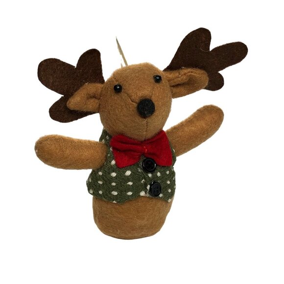 Christmas Ornament Stuffed Animal Plush Bowtie Moose Holiday Tree Wreath Decor - Picture 2 of 13